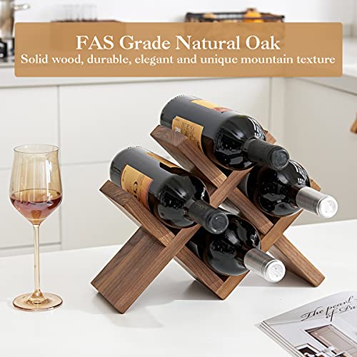 INMAN Oak Wood Wine Storage Rack countertop, Independent Capacity Wine Rack Durable Storage Rack, Suitable for Wine cellars, Bars, Homes and Kitchen Storage Racks(Walnut)