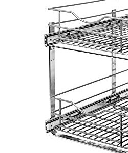 Knape & Vogt RS-DBLMUB-14-FN 14.625 inch W x 21.75 inch D x 16.25 inch H Double Tier Pull Out Cabinet Organizer, Frosted Nickel