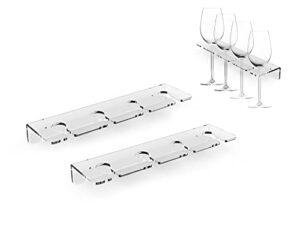 wine glass holder, wall-mounted acrylic wine glass holder, tableware under the cabinet, wine glass holder and glasses storage rack, kitchen cabinet storage rack (transparent 2 pieces)