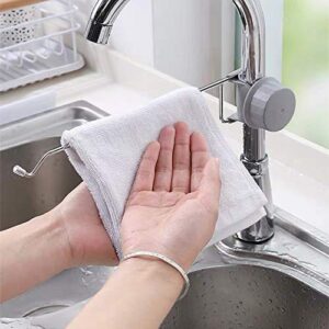 Clip On Faucet Storage Rack,Stainless Steel Faucet Towel Bar Kitchen Drying Rag Hanger Dishcloth Shelf Brush Sponge Holder Hook Sink Organizer