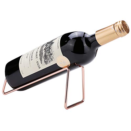 Ibnotuiy Set of 2 Metal Tabletop Single Bottle Wine Rack Minimalist Wine Holder (Gold)