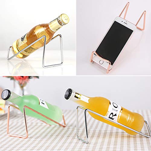 Ibnotuiy Set of 2 Metal Tabletop Single Bottle Wine Rack Minimalist Wine Holder (Gold)