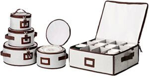 jillmo china storage containers, 5-piece stackable dish storage containers and moving boxes for plates, mugs, crystal