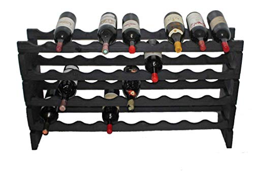 DisplayGifts Magnum Bottle Stackable Modular Wine Rack Storage Stand Wooden Holder Shelves WN50-1500 ml/1.5 Liter (Black Finish)