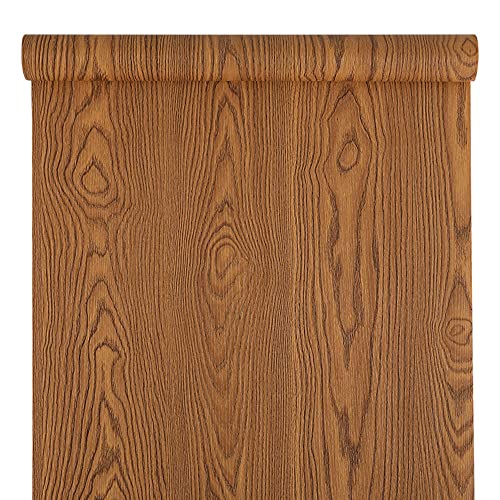 HDSticker Faux Dark Oak Wood Contact Paper Self Adhesive Wood Vinyl Shelf Liner for Cabinets Pantry Table Desk Furniture Sticker 15.7X117 ''