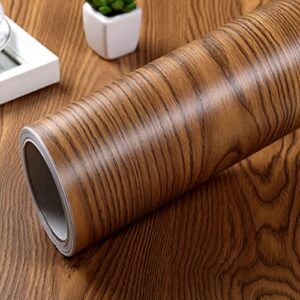 HDSticker Faux Dark Oak Wood Contact Paper Self Adhesive Wood Vinyl Shelf Liner for Cabinets Pantry Table Desk Furniture Sticker 15.7X117 ''