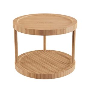 classic cuisine lazy susan – all-natural bamboo round two tier turntable kitchen, pantry and vanity organizer and display with 10 inch diameter