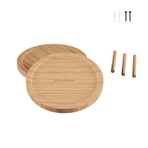 Classic Cuisine Lazy Susan – All-Natural Bamboo Round Two Tier Turntable Kitchen, Pantry and Vanity Organizer and Display with 10 Inch Diameter