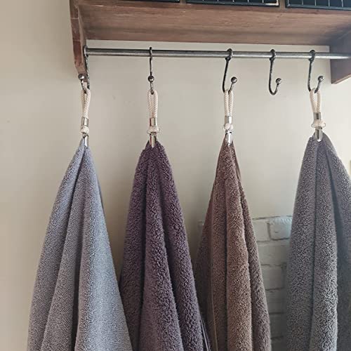 XGNG 4PCS Tea Towel Clips Cloth Hanger Holder Brackets Braided Cotton Loop Woven Cotton Loop Towel Clip
