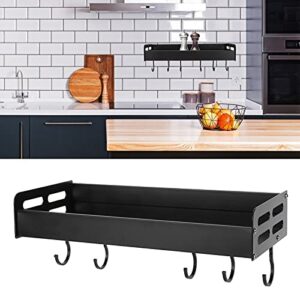 Hanging Pot Rack, Wall Mounted Pan Holder with 6 Hooks, Heavy Duty Dish Rack Cookware Organizer, Kitchen Storage Shelf for Utensils