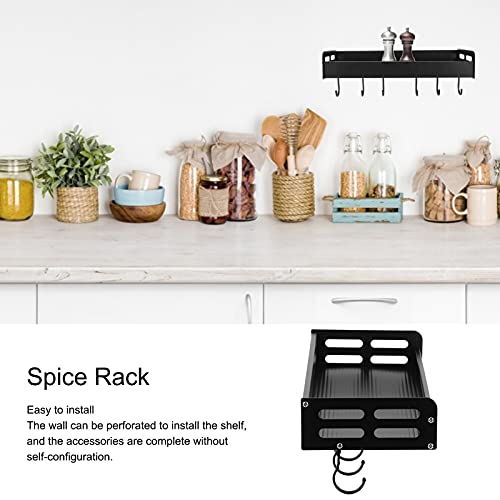 Hanging Pot Rack, Wall Mounted Pan Holder with 6 Hooks, Heavy Duty Dish Rack Cookware Organizer, Kitchen Storage Shelf for Utensils