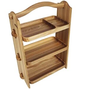 Wooden Wedge Shelves, 3 Tier Storage Organizer, Holder Handcrafted for Bathroom Living Room, Bedroom, Kitchen, Wood Rack for Countertop, Made in Europe, Gift Idea