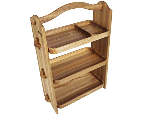 Wooden Wedge Shelves, 3 Tier Storage Organizer, Holder Handcrafted for Bathroom Living Room, Bedroom, Kitchen, Wood Rack for Countertop, Made in Europe, Gift Idea