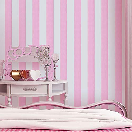 Peel and Stick Vinyl Pink and White Striped Wallpaper Contact Paper Wallpaper Self Adhesive Stripe Shelf Liner Dresser Drawer Cabinets Liner Furniture Wall Paper Sticker Removable (17.7x117 Inches)