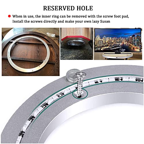 Aluminum Lazy Susan Bearing Turntable Ring Heavy Loads Base For Round Table Ø 8in 10in 12in 14in 16in 20in 24ni 27in 32in 360 Degree Swivel Turntable, For Glass/Granite/Wood Kitchen Ding Table