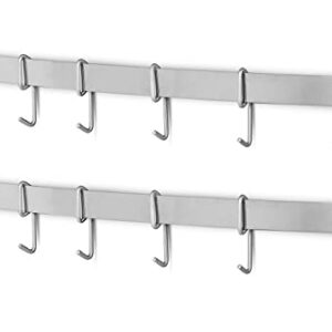 eForwish Stainless Steel Kitchen Utensil Racks Holder Hanging Rail Organize Pots Pans Kitchen Knife Gadgets On Wall Mounted Hanger Bar Rail Under Cabinet Shelf (6 Hook,17") Pack of 2