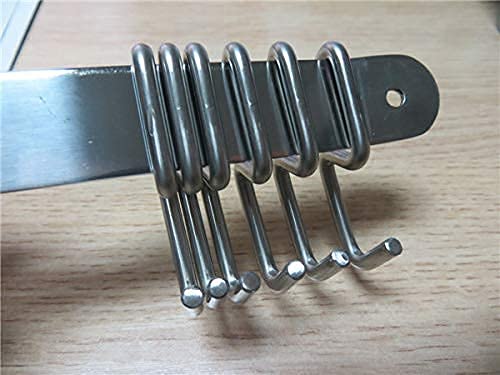 eForwish Stainless Steel Kitchen Utensil Racks Holder Hanging Rail Organize Pots Pans Kitchen Knife Gadgets On Wall Mounted Hanger Bar Rail Under Cabinet Shelf (6 Hook,17") Pack of 2