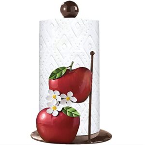 Metal Apple Blossom Paper Towel Holder Countertop, Kitchen Paper Towel Stand Holder for Kitchen Organization and Storage, One-Handed Operation Countertop Roll Dispenser for Standard and Large Rolls