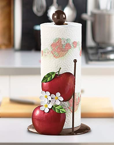 Metal Apple Blossom Paper Towel Holder Countertop, Kitchen Paper Towel Stand Holder for Kitchen Organization and Storage, One-Handed Operation Countertop Roll Dispenser for Standard and Large Rolls