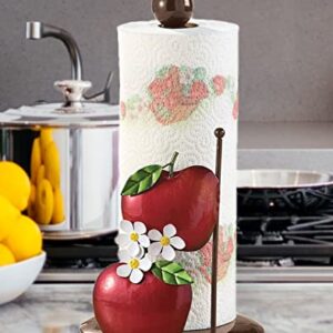 Metal Apple Blossom Paper Towel Holder Countertop, Kitchen Paper Towel Stand Holder for Kitchen Organization and Storage, One-Handed Operation Countertop Roll Dispenser for Standard and Large Rolls