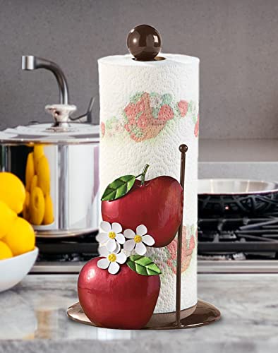 Metal Apple Blossom Paper Towel Holder Countertop, Kitchen Paper Towel Stand Holder for Kitchen Organization and Storage, One-Handed Operation Countertop Roll Dispenser for Standard and Large Rolls