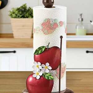 Metal Apple Blossom Paper Towel Holder Countertop, Kitchen Paper Towel Stand Holder for Kitchen Organization and Storage, One-Handed Operation Countertop Roll Dispenser for Standard and Large Rolls