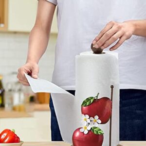 Metal Apple Blossom Paper Towel Holder Countertop, Kitchen Paper Towel Stand Holder for Kitchen Organization and Storage, One-Handed Operation Countertop Roll Dispenser for Standard and Large Rolls