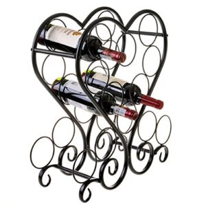 MyGift Metal Wine Bottle Rack, Tabletop 12-Bottle Wine Rack Holder with Heart Shaped Scrollwork Design