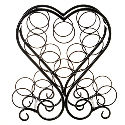 MyGift Metal Wine Bottle Rack, Tabletop 12-Bottle Wine Rack Holder with Heart Shaped Scrollwork Design