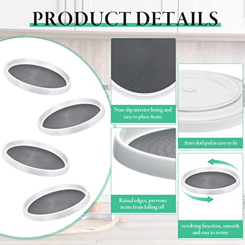 4 Pieces 12 Inch Non Skid Lazy Susan Organizers Turntable Display Stand Rotating Spice Rack Spinning Organizer for Cabinet Pantry Refrigerator Kitchen Countertop