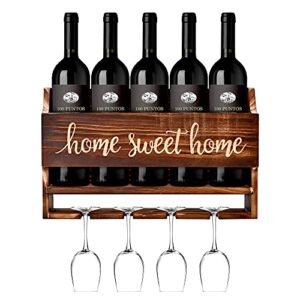 housewarming gift new home gifts for home, house warming gifts new home, wood wine rack wall mounted gifts for women wine lover,wine bottle holder with wine glass rack,home sweet home wall decor