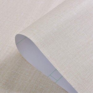 yija self-adhesive linen cream color pattern waterproof shelf drawer liner cabinet sticker，wallpaper 15.6inch by 98inch