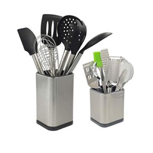wskc 2pc kitchen utensil holder flatware caddy stainless steel