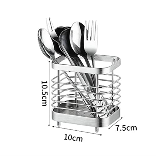 ANHORTS Kitchen Utensil Holder Stainless Steel, Cutlery Rack for the Counter, Countertop Organizer for Flatware Silverware Dinner Forks, Knives and Spoons, Silver