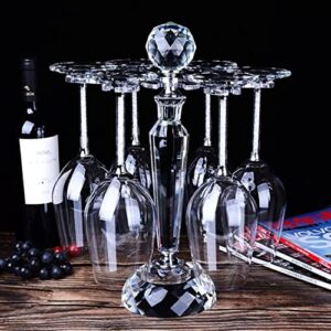 Elegant Desktop Crystal Glass Stemware Rack/Rotate 8 Wine Glass Storage Holder Stand Air Drying Rack