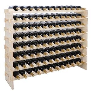 zeny large 96 bottles wood wine rack stackable storage across up to 8 rows solid wooden display shelves rack organizer
