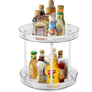 eeci lazy susan turntable 2-tier spice rack spinning cabinet organizer rotating condiment tray spinner for pantry kitchen vanity bathroom jewelry container makeup holder cosmetic storage 9inch clear