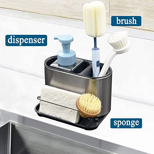 Sink Sponge Holder Stainless Steel Sink Caddy Dish Brush Holder Drains Water for Kitchen