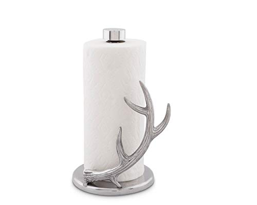 Arthur Court Designs Counter Top Decorative Deer Antler Paper Towel Holder - Aluminum Metal Countertop 18 inch Standing Tall