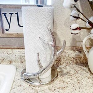 Arthur Court Designs Counter Top Decorative Deer Antler Paper Towel Holder - Aluminum Metal Countertop 18 inch Standing Tall