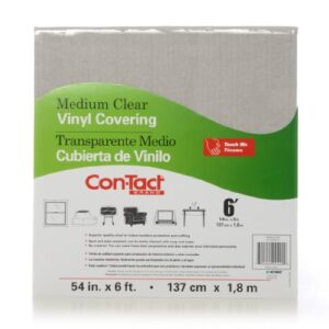 con-tact brand multipurpose vinyl, medium-weight clear pvc covering, 54″ x 6′, medium clear