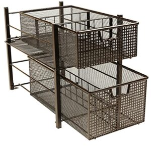 decobros sliding cabinet basket organizer drawer, bronze