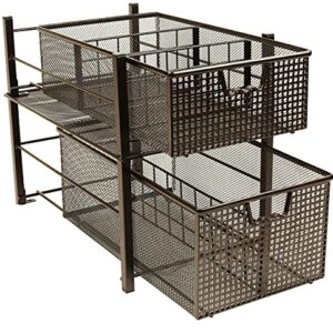 DecoBros Sliding Cabinet Basket Organizer Drawer, Bronze