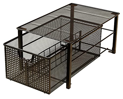 DecoBros Sliding Cabinet Basket Organizer Drawer, Bronze