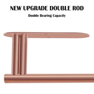 Paper Towel Holder Under Cabinet, New Upgrade Double Rod Bearing Self-Adhesive or Drilling Wall Mounted Paper Towels Rolls Holder for Kitchen,Rose Gold(2 Pieces