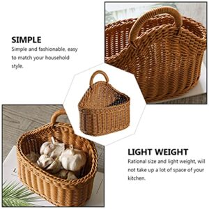 Woven Belly Basket Woven Cutlery Storage Organizer Plastic Hanging Caddy Bin for Kitchen Table Cabinet Pantry Forks Spoons Napkins Serving Basket 21x19cm Handwoven Hanging Baskets