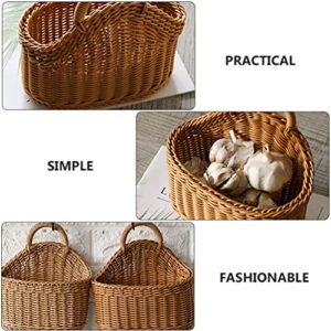 Woven Belly Basket Woven Cutlery Storage Organizer Plastic Hanging Caddy Bin for Kitchen Table Cabinet Pantry Forks Spoons Napkins Serving Basket 21x19cm Handwoven Hanging Baskets