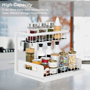 Under Sink Organizer Pull Out Cabinet Organizer 2 Tier Slide Out Sink Shelf Cabinet Storage Shelves Multi-purpose Under Sink Storage for Bathroom Kitchen Desktop (White)