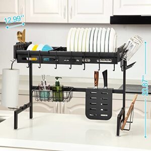 Fashionwu Dish Drying Rack Over The Sink (25.6" to 35.5"), Expandable Over Sink Dish Drying Rack Stainless Steel Kitchen Drain Rack for Counter Sink Organizer