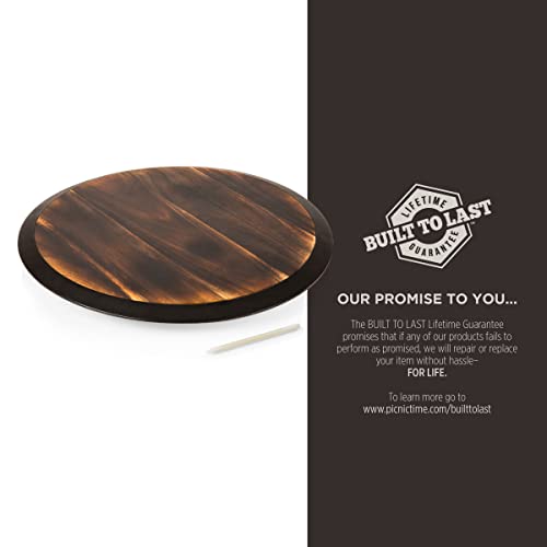 TOSCANA - a Picnic Time Brand Lazy Susan Tray Wooden Turntable Round Charcuterie Board, Cheese Serving Platter, (Fire Acacia Wood)